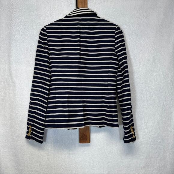 J. Crew Schoolboy‎ Navy Blue & White Striped Long Sleeve Button Blazer Size 00 - Picture 4 of 11